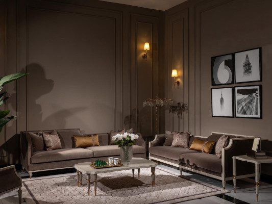 Sofa set four seater 4 seat coffee table fabric sofa upholstered sofa brown