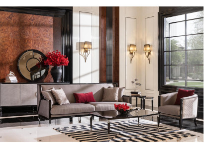 Sofa set three-seater armchair coffee tables set 5-piece gray fabric sofa