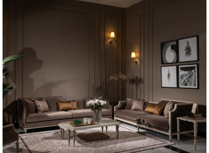 Four seater sofa set 4 Seat Sofa Fabric Sofa Upholstered Sofa Brown Set
