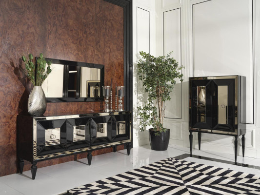 Complete e Sideboard Mirror Bar Cabinet Black Wood Sideboard Wardrobe