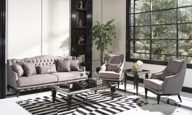 Sofa set sofa 3 armchair fabric sofa gray 3-piece three-seater upholstered sofa