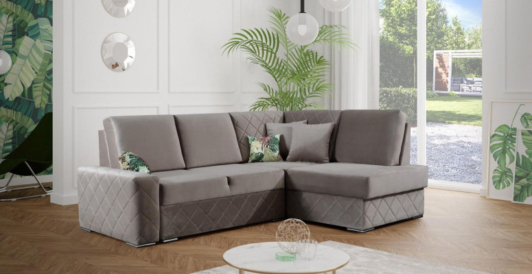Sofa bed Velvet Bed function Seat Leather Lounge Living landscape Corner sofa L-shape new