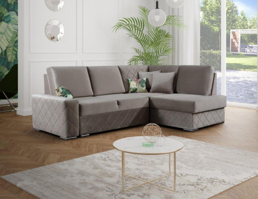 Sofa bed Velvet Bed function Seat Leather Lounge Living landscape Corner sofa L-shape new