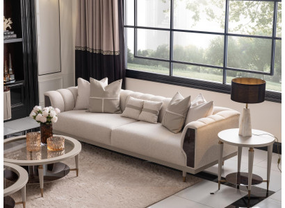 Three-seater sofa 3 seater coffee tables beige fabric sofa set 3-piece suite