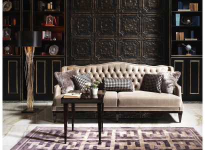 Living room Suite Sofa 3 Seater Side table Chesterfield Upholstered Sofa Gray