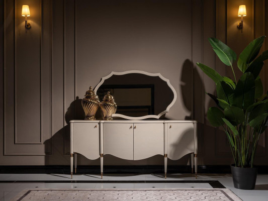 Group Sideboard with Mirror Sideboard Wardrobe Wood Beige Chest of drawers Set