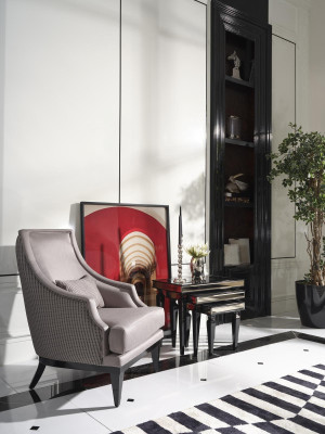 Complete e Armchair Living room Side tables Set 4-piece wing chair gray