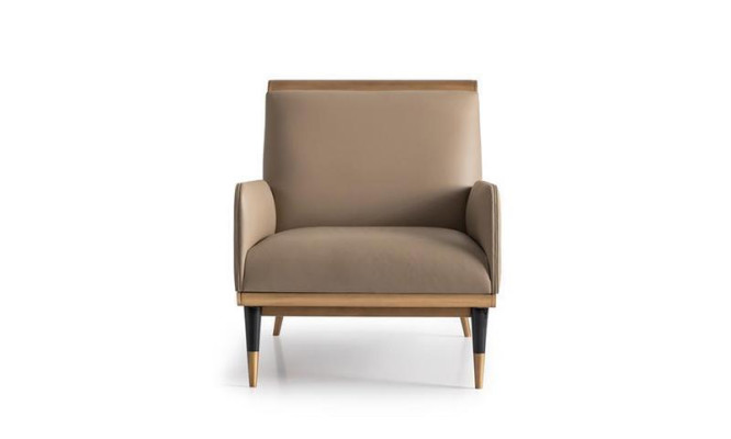 Armchair Single Seater Luxury Club Chair Beige Imitation leather Living room