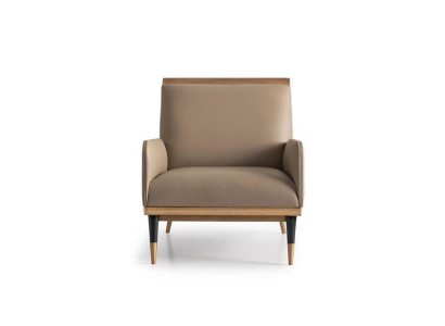 Armchair Single Seater Luxury Club Chair Beige Imitation leather Living room