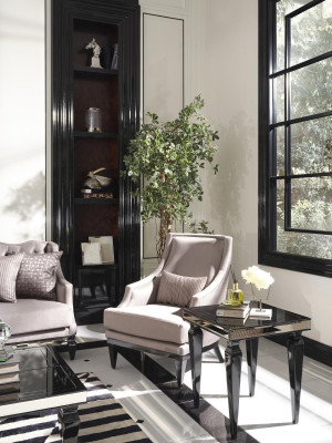 Suite Armchair Side table Living room Wing chair Gray Modern 2-piece