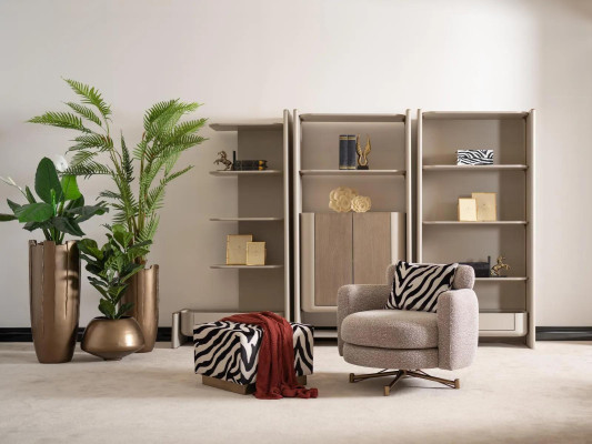 Armchair with Stool Wing Chair TV Chair Upholstered Chair Gray Zerba