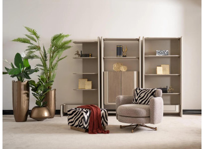 Armchair with Stool Wing Chair TV Chair Upholstered Chair Gray Zerba