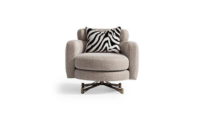 Armchair with Stool Wing Chair TV Chair Upholstered Chair Gray Zerba