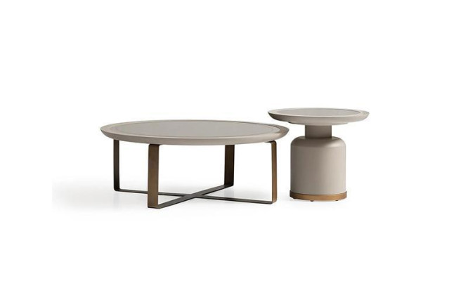 Complete e Coffee table Side table Beige Sofa table Metal Living room