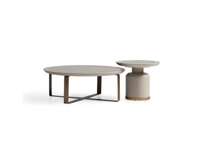 Complete e Coffee table Side table Beige Sofa table Metal Living room