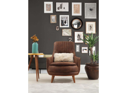 Armchair wing chair design upholstery living room 1 seat imitation leather seater