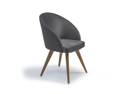 Designer Luxury Dining room Chair with Armrests Gray Modern Upholstered Seat