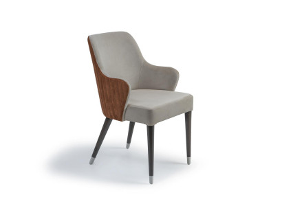 Luxury Chair with Armrests Gray Upholstered Seat Modern Dining room Designer Furniture