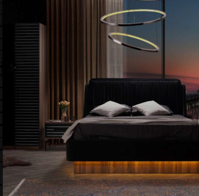 Brown-Black Bedroom Set Complete e Suite Bed 2x Bedside tables