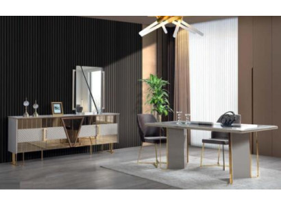Dining room Set luxury Furnishings Dining table Sideboard with Mirror Complete
