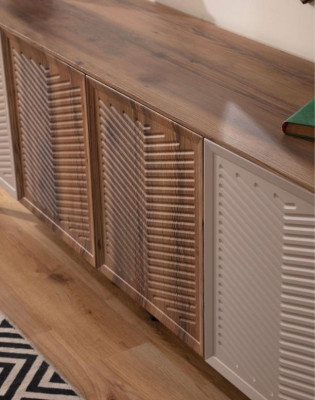 Beige Dining room Modern Dining room Suite Dining table Sideboard 2x Mirror