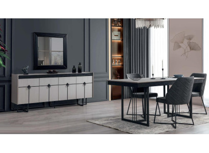 Dining room Set luxury Design Dining table Furnishings Sideboard with Mirror Complete