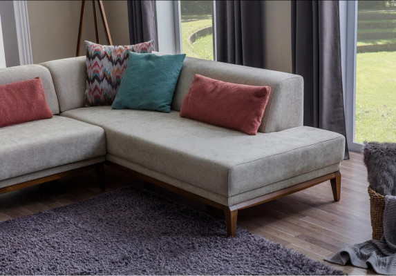 Gray Corner sofa L-shape Living landscape Living room Couches Luxury Sofas
