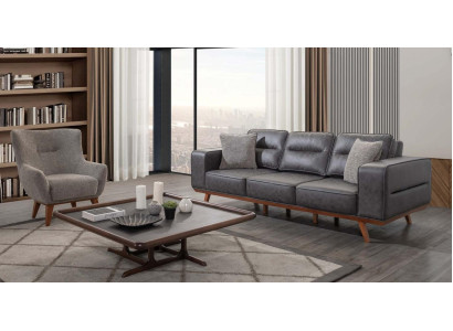 Gray Living room Sofa set Three Seater Armchair Luxury Upholstery Seater