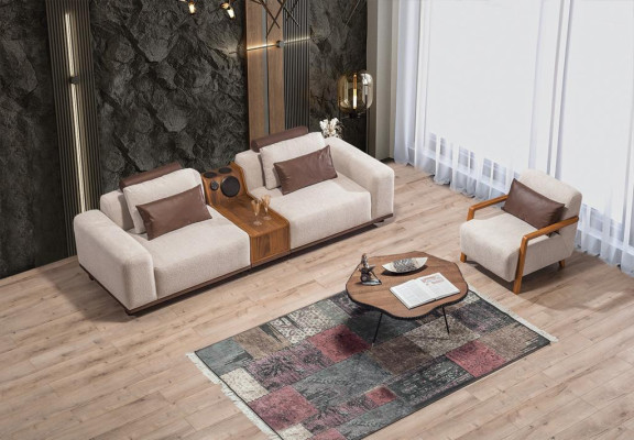 Beiges exclusive s 2-Seater Sofa Living room Couches Modern two-seater