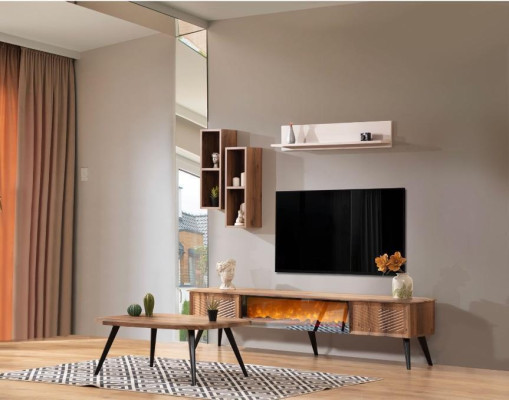 Stylish Living room Furniture Modern TV cabinet Lowboard Wood Coffee table Shelves