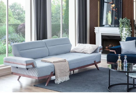 Modern sofas designer blue 3-seater upholstered sofas leather couches new