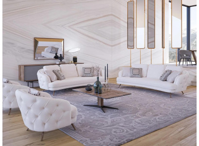 Modern Design Furniture Upholstered furniture Three Seater Sofas Luxury 2x Armchair Coffee table