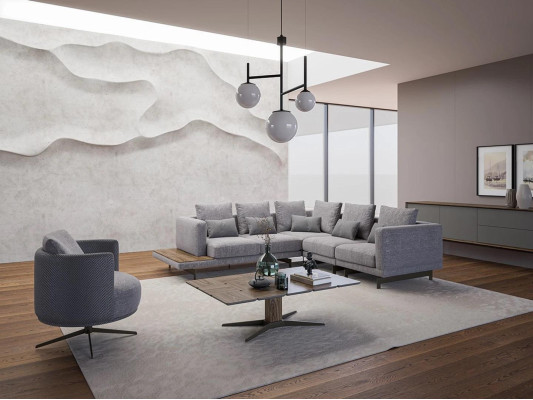 new Luxury Suite Textile Upholstered Sofa L-shape Furniture Living room Coffee table
