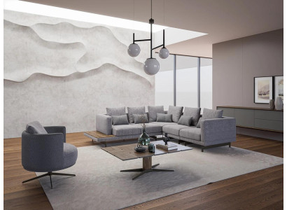 new Luxury Suite Textile Upholstered Sofa L-shape Furniture Living room Coffee table