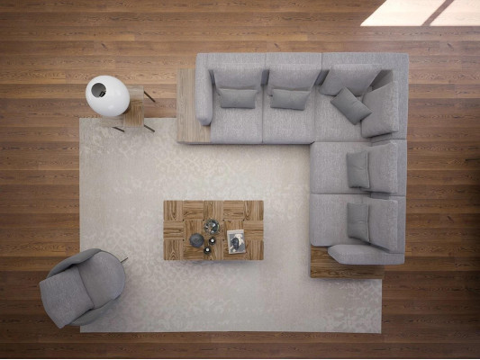 new Luxury Suite Textile Upholstered Sofa L-shape Furniture Living room Coffee table