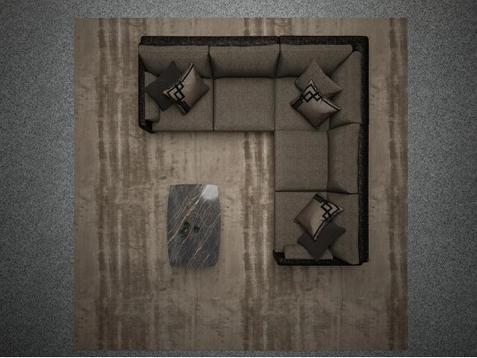 Suite Corner sofa L-shape Brown Textile Living room Luxury Coffee table new Furnishings