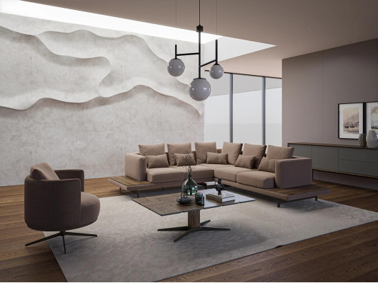 Living room Designer Furniture Luxury Suite Corner sofa L-shape Furnishings Coffee table