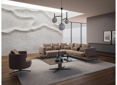 Living room Designer Furniture Luxury Suite Corner sofa L-shape Furnishings Coffee table