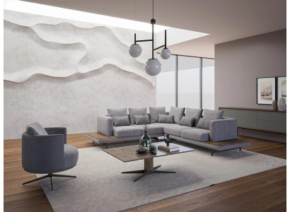 Living room Suite 3-piece Textile Sofa Couch L-shape new Coffee table Luxury Furniture