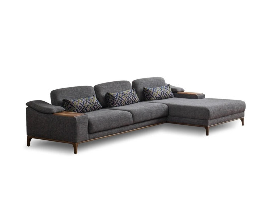 Living room Luxury Gray Corner sofa L-shape Upholstered furniture Textile Suite Modern Design