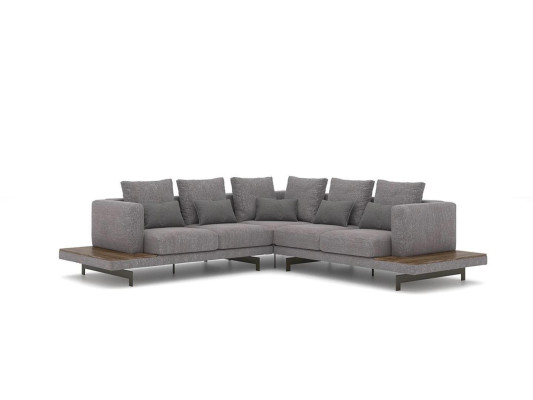 Living room Gray Textile Sofa Couch L-shape Designer Luxury Upholstered Sofa