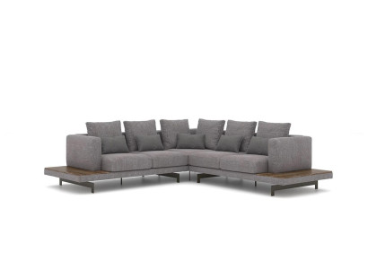 Living room Gray Textile Sofa Couch L-shape Designer Luxury Upholstered Sofa