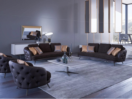 Complete Upholstered furniture Modern Chesterfield Living room Three Seater Sofas