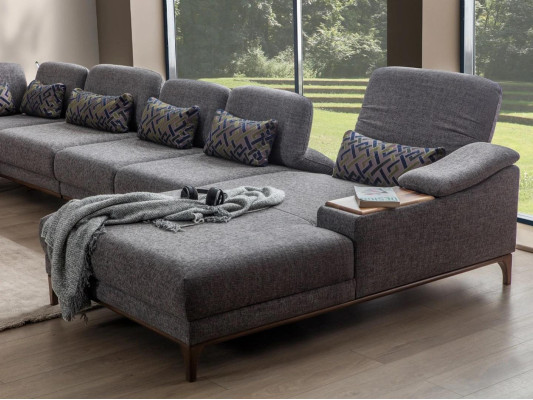 Design Corner sofa U-shape Couch Modern Textile Suite Gray Upholstered furniture new