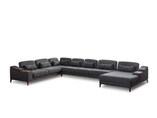 Design Corner sofa U-shape Couch Modern Textile Suite Gray Upholstered furniture new