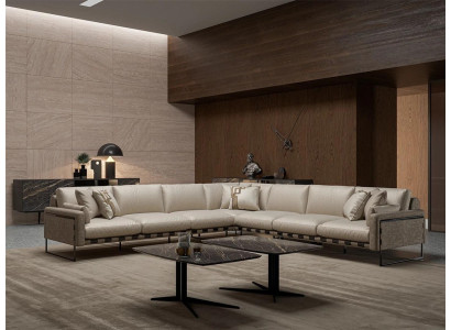 Luxury Corner sofa Couch Living room Sofa Upholstery Seat L-shape Suite 2x Coffee table