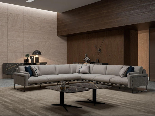 Living room Complete 3-piece Corner sofa Luxury Sofa L-shape new 2x Coffee table