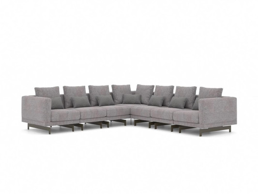new Complete Furniture Corner sofa L-shape Textile Furnishings Living room Wood Coffee table