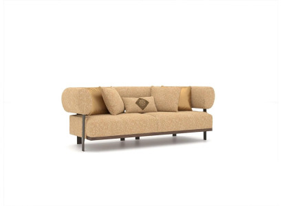 Design Beige Sofa Two-seater Couch Luxury Furniture Textile Furnishings Upholstered furniture