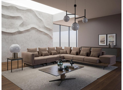 Luxury Designer Complete Sofa Couch L-shape Furnishings Wood Coffee table new
